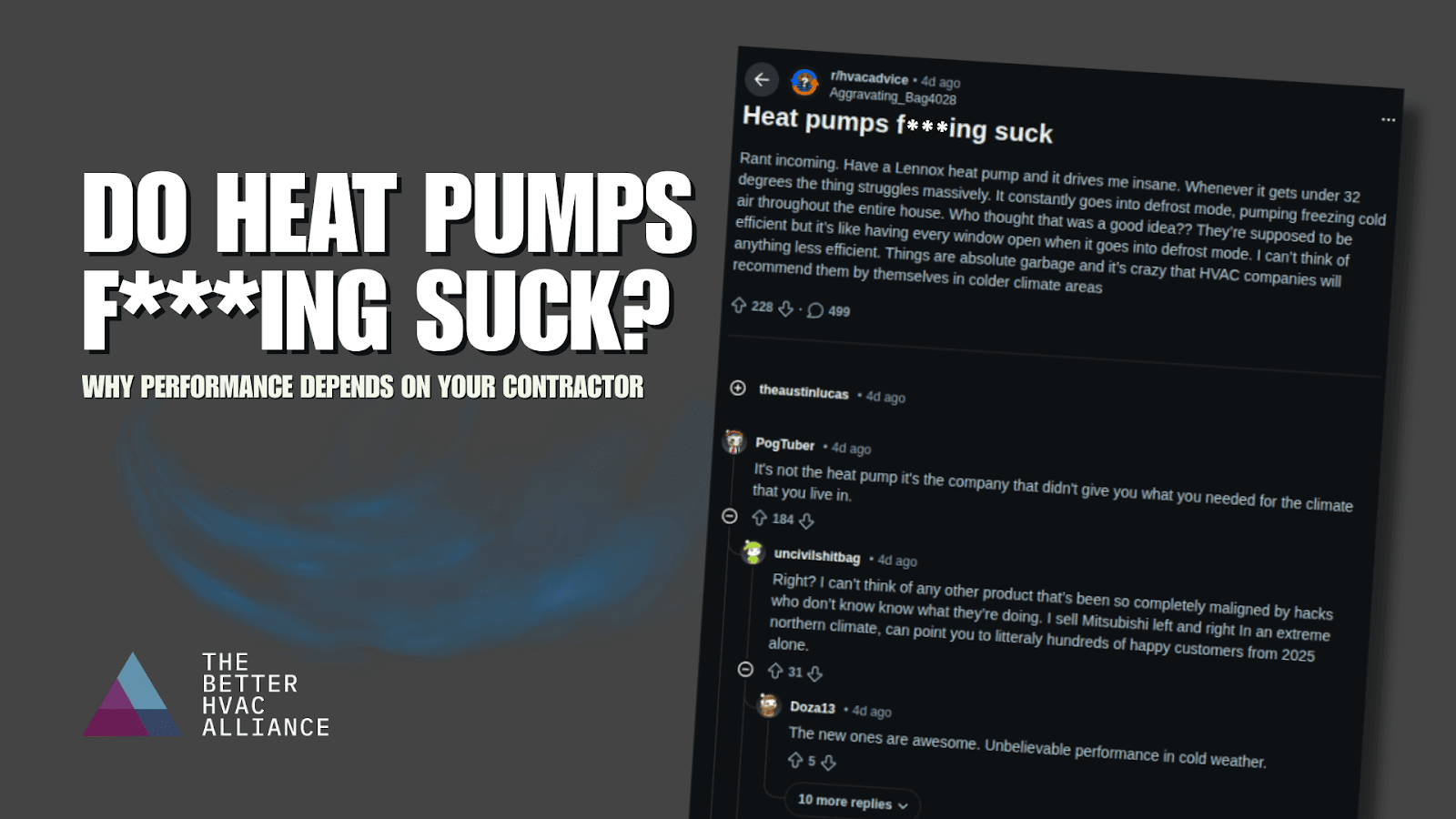 Heat pump installation and performance